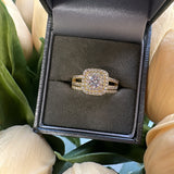 GOLD Sterling Silver Square Solitaire Ring Set