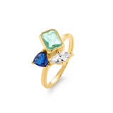 Trio Cluster Statement Ring | Sterling Silver Gold Plated
