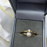 Gold Plated Pearl Ring- Sterling Silver
