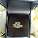 The Vienna Set – Emerald-Cut Halo Ring Duo Sterling Silver Gold Plated
