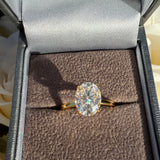 2ct Moissanite Sterling Silver Gold Plated Halo Ring- Gold