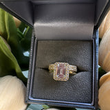 GOLD Sterling Silver Princess Emerald Cut Ring Set