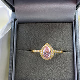 Sterling Silver Pear Pink Gold Plated Ring