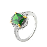 Sterling Silver Classic Green Garnet Ring