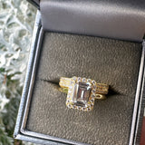GOLD Sterling Silver Princess Emerald Cut Ring Set