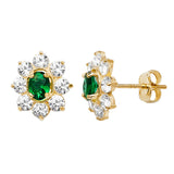 9ct Emerald Flower Studs- 9ct gold earrings