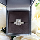 The Vienna Set – Emerald-Cut Halo Ring Duo Sterling Silver