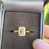 2ct Moissanite Radiant Cut Sterling Silver Gold Plated Ring- Gold