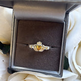 Sterling Silver Gold Heart Claddagh Ring