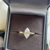 Marquise Moissanite Sterling Silver Gold Plated Ring- Gold - with Hidden Halo