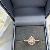 Sterling Silver Pear Pink Gold Plated Ring