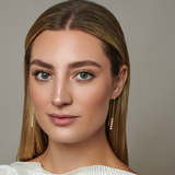 Gold-Plated Sterling Silver Crystal Drop Threader Earrings