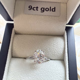 9ct White Gold 3ct Moissanite Halo Ring