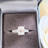Emerald-Cut Moissanite Pavé Ring – Silver