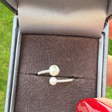 Sterling Silver Twin Pearl Ring