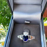 Sterling Silver Sapphire Claddagh Ring - September