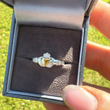 Sterling Silver Gold Heart Claddagh Ring