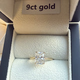 9ct Gold 3ct Radiant Cut Moissanite Ring