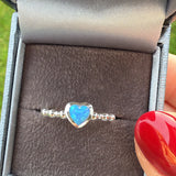 Sterling Silver Blue Opal Heart Ring