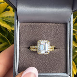 The Vienna Set – Emerald-Cut Halo Ring Duo Sterling Silver Gold Plated