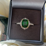 Sterling Silver Classic Green Garnet Ring