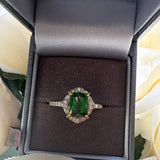 Sterling Silver Classic Green Garnet Ring