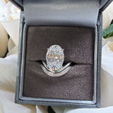 The Golden Wave Oval Ring Set - Silver