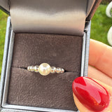 Sterling Silver Beaded Pearl Ring