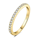 Moissanite Stones- Sterling Silver Gold PlatedEternity Half Encrusted Ring- Gold