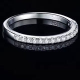 Moissanite Stones- Sterling Silver Eternity Half Encrusted Ring- Silver