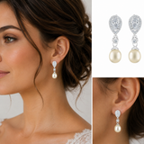 Bridal Pearl Drop Earrings – Sterling Silver