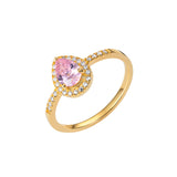 Sterling Silver Pear Pink Gold Plated Ring