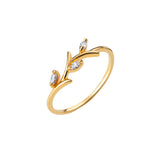 Gold Plated Leaf Ring- Sterling Silver