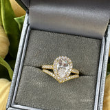 Gold - Sterling Silver Pear Ring Set