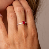Sterling Silver Red Heart Ring