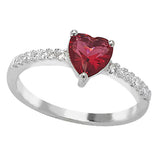 Sterling Silver Red Heart Ring