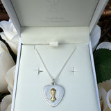 First Communion  Heart Medal Sterling Silver Necklace