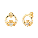 Sterling Silver Gold Plated Claddagh Earrings