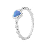 Sterling Silver Blue Opal Heart Ring