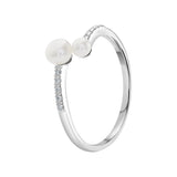 Sterling Silver Twin Pearl Ring