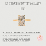 9ct Gold 3ct Radiant Cut Moissanite Ring