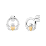 Sterling Silver Gold Plated Claddagh Earrings