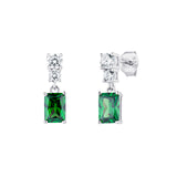 Sterling Silver Drop Emerald Earrings