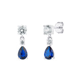 Sterling Silver Drop Sapphire Earrings