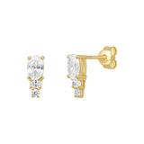 Sterling Silver Gold Plated Drop Stud Earrings