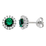 Sterling Silver Emerald Stud Earrings
