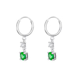 Sterling Silver Emerald Hoop Earrings