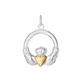 Sterling Silver Gold Plated Claddagh Pendant & Necklace