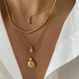 Milky Rhinestone Necklace (14ct gold plated)