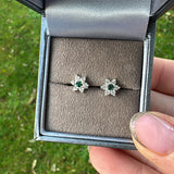Sterling Silver Emerald Flower Earrings